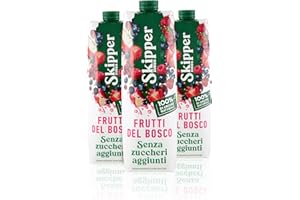 Zuegg Skipper Succo di Frutta Frutti di Bosco Senza Zuccheri Aggiunti, Bevanda a Base di Succhi e Puree di Mela, Uva Rossa e Frutti di Bosco - 65% Frutta, 100% Ingredienti di Origine Naturale (3x1L)