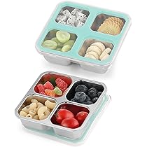 WakiHong - Boîte à Goûter Inox 3 Compartiments - Lot De 2, 26,2x10,2x4 Cm - Couvercle étanche, Lavable Lave-vaisselle