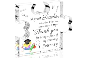 GRELAE Teacher Gifts for Women Men, Thank You Teacher Gifts - Acrylic Puzzle Plaque 10×8.2×1cm, Gifts for Teachers