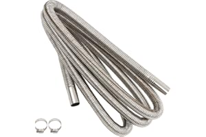 Apriciter Diesel Heater Exhaust Pipe, 300cm Car Exhaust Pipe with 2 Clamps, Stainless Steel Exhaust Pipe, Air Heater Exhaust Pipe, Parking Heater Exhaust Pipe Gas Vent Hose Exhaust Hose for Auto