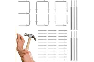 Mynoozi 300 Stück Doppelkopf-Sockelleisten mit 6 Nagelspezifischen Hülsenwerkzeugen, spurloses Doppelkopf-Sockelleistenfaden, nahtloser Nagel für Holz, Doppelkopf-Nagel für Sockelleisten