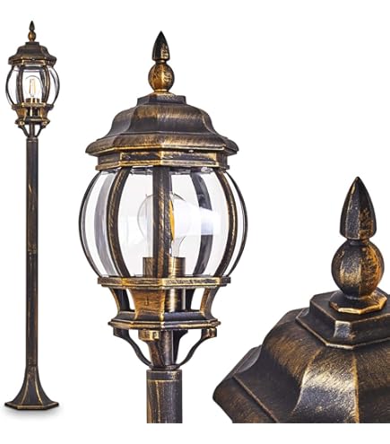 Lampione Da Giardino Lampada Da Terra Esterni Alluminio Ghisa Con 2 Luci 142220 - Foto 8