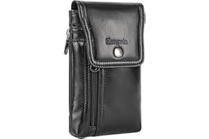 Hengwin Męskie Etui na Telefon z Prawdziwej Skóry, Etui na Pas do Telefonu dla Samsung S24 S23 S22 S21 S20 Ultra, S10 S9 S8 Plus Cover, Mały Klips do Pasa, Podróżna Torebka na Pieniądze