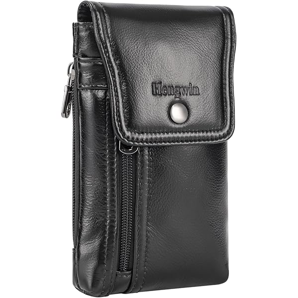 Hengwin Kleine Heuptas voor Mannen, Echt Lederen Riemclip Tas, Schouder Heuptas, Crossbody Reisportemonnee, Mobiele Telefoon Werk Handtas, Smartphone Kaarthouder met Meerdere Zakken