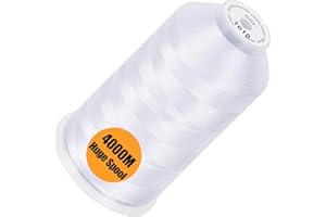 New brothread - Bobina Individual Enorme de 4000M/Unidad 100% Poliéster Hilo de Bordar a Máquina de 40WT para Máquinas Comerciales y Domésticas - Snow White