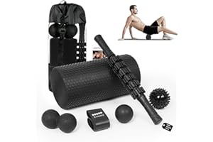 ALLINLIFE Foam Roller Kit 6 in 1,High Density Pilates Roller,Rodillo Masaje Muscular with Massage Sticks, Massage Balls, Foam Rollers for Deep Tissue