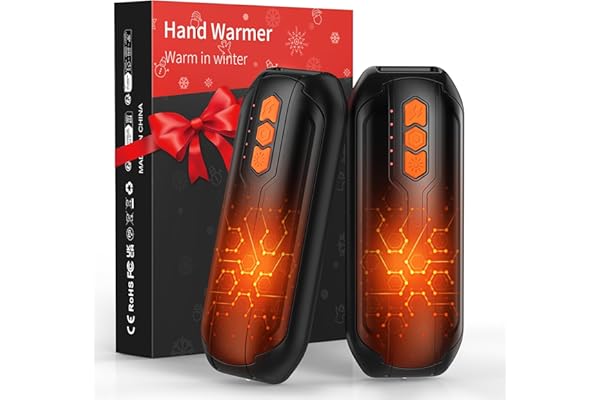 GARAID Calentador de Manos Recargable 2 Piezas, Portatil Calienta Manos con LED, 5 Niveles de Calor Rápido hasta 55 °C, 6000mAh USB C, Reutilizable Hand Warmers Regalos para Camping,Caza,Senderismo