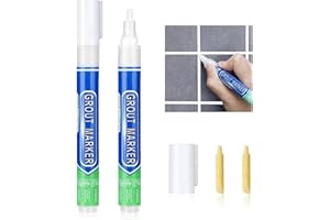 Caelura 2 Stück Fugenstift Weiß, Fugenweißstift mit Ersatzspitze, Fugenweiß Bad Wasserfest, Fliesenstift, Grout Pen, Fugenstift für Reparatur von Fliesenfugen in Bad und Küche