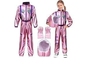 G.C Disfraz Astronauta Rosa para Niña Niño Mono Astronauta con Casco y Guantes Disfraces Carnaval Halloween Fiesta Cumpleaños Cosplay Regalo