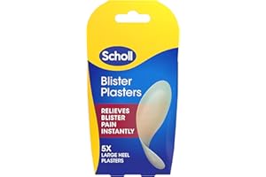DR. SCHOLL'S Scholl Blister Plasters, Pack of 5 - Large Hydrocolloid Blister Plasters for Heels, for Relief, Rapid Healing, Pain Reduction, and Protection. Waterproof.