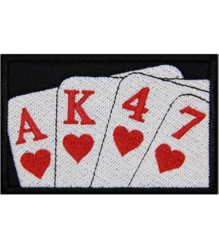 Toppa Termoadesiva TKPatch A Forma Di Carte Da Poker Retrò, 8,6x9,5 Cm, Per Giacche E Borse