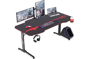 ‎HOMALL Homall Gaming Tisch 160 cm Gaming Schreibtisch Gamer Computertisch Ergonomischer PC Tisch mit Getränkehalter und Kopfhörerhalter T-Förmiger (Schwarz, 160 x 60 cm)
