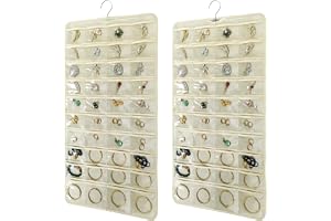 ZKXNBXX Hängande smyckesorganisatör för garderob väggdörr dubbelsidig smyckeshållare för örhängen, halsband, ringar 1 st (bei