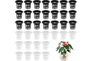 Uryxery Lot de 60 Pots en Filet pour Hydroponie 38,5 mm, 30 Noirs et 30 Transparents, Paniers en Filet pour Orchidées, Plantes Aquatiques, Bassin de Jardin et Aquaponie