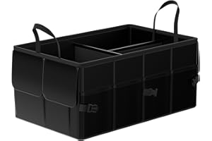 ZENO Car Boot Organiser Bag | Car Boot Tidy Storage | Collapsible Heavy Duty Trunk | Portable Multi Compartment Shopping Holder | Non Slip & Adjustable Securing | Black