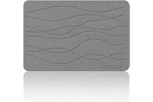 XIYUNTE Stone Bath Mat Quick Dry Super Absorbent Diatomaceous Earth Bath Mat Non Slip Anti Mould Antibacterial Diatomite Stone Bath Mats for Bathroom Floor, Kitchen, Easy to Clean (23.5 x 15" Grey)