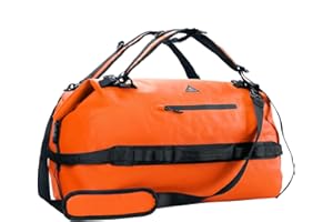 Haimont Waterproof Dry Bag 60L Roll-Top Duffle Backpack with Adjustable Style Straps for Canoeing, Fishing, Rafting, Swimming, Boating, Orange