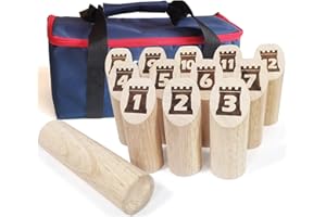JAC & MOK Number Kubb Stick Throwing Game Timber Toss Game with Hardwood Pins Including Carry Bag Outdoor Family Games set