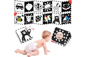 BBWOO Baby Sensory Toys 0 6 Months,Black and White Newborn Toys Touch & Feel Tummy Time Books for 0 3 4 6 8 Months Baby Gifts