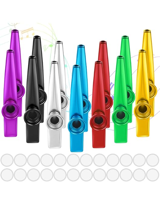 🎵 Kazoo De Metal Rojo Con 5 Membranas: Instrumento Fácil Para Niños Y Músicos (Acompaña Guitarra/Ukelele)
