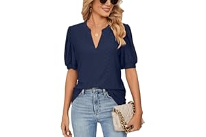 DECORIE T Shirt Donna Estive con Scollo a V e Balze Manica Corta Magliette Donna Elegante Rilassato Bluse e Camicie da Donna