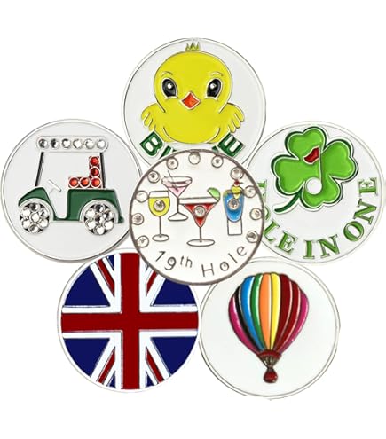 5x Magnetische Golfball Marker Mit Mützenclip - Blumen Design In 5 Farben