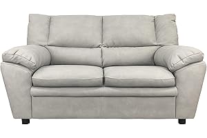 Totò Piccinni Divano Similpelle effetto Nabuk Imbottito con Braccioli (Cenere, 2 Posti)