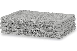 Merana Rome Juego de manoplas de baño, absorbentes, suaves y sin pelusas, guantes de baño de rizo en calidad de lujo de algodón pesado 590 g/m² (gris dolfín, 4 x 15 x 20 cm)