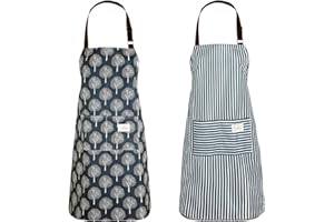 Lanzn 2 PCS PVC Apron For Women, Waterproof Kitchen Apron With Pockets, 72*64 CM