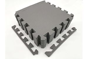 MaTvize Eva Foam Baby Play Mat – 12Pcs (29x29cm) 8mm Thick Soft Grey & White Interlocking Floor Tiles, Waterproof, Non-Slip, Safe & Comfortable Matting for Kids Child (Grey+White, 12 Pack)