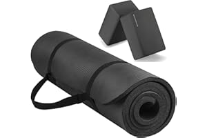 FITVIDS Signature Fitness Allzweck-Yogamatte, 1,27 cm, extra dick, hohe Dichte, reißfest, mit Tragegurt, mit optionalen Yoga-Blöcken, mehrere Farben