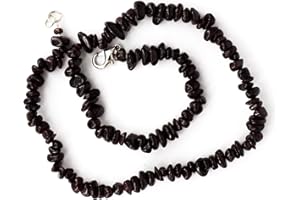 Taddart Minerals - Collier Sliver brun rouge foncé du grenat de pierres précieuses naturelles d'une longueur de 45 cm - fait à la main