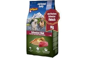 DeliBest Adult Sensitive Complete Dog Rind I Halbfeuchtes Futter für Hunde Adult I aus 100% Schweizer Rindfleisch I getreidefrei & ohne andere Zusätze I Hundefutter kaltgepresst I 1 kg