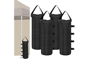 DQZSY Pack of 4 Tent Sandbags, Industrial Quality 600D Leg Weights for Gazebo, Sandbag Weighted with Long Belt, Sandbags for Any Pop Up Gazebo Tents Canopy Outdoor Patio