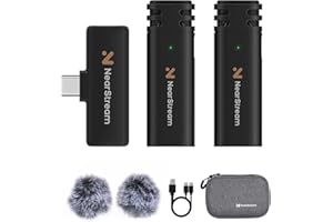 NEARSTREAM Wireless Lavalier Microphone for PC, Computer, Smartphone, Mini Microphone Wireless for Recording, Streaming, Podcast, Portable Microphone with 6H Duration, 35ft Range Mini Mic