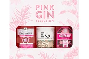 Pink Gin Gift Set, includes 3x5cl, Gordon's Pink Gin 37.5% ABV, Edinburgh Rhubarb & Ginger 20% ABV and Greenall's Wild Berry 37.5% ABV. Perfect for Birthdays or Christmas, Gift Set by Blue Tree Gifts