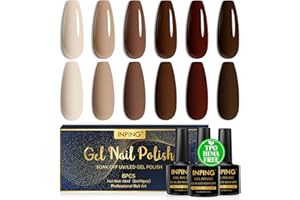 INPING Vernis Semi Permanent Sans HEMA TPO-FREE, 6 Couleurs Beige Nude Marron Foncé Marron Gel UV Semi Permanent, Soak Off UV/LED Vernis à Ongles Pour Débutant Nail Art DIY, 8ML