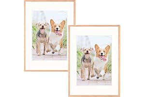 WEIKANI A3 Photo Frame with A4 mount,2 Pack-29.7x42cm OAK Picture Frame Plexi-Glass,Certificate Frame for Wall Mount or Table Top Display,Set of 2