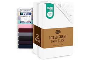 Utopia Bedding Fitted Sheet Single (2 Pack), White - Deep Pocket 14 inch (35 cm) - Oeko Tex Certified - Easy Care - Soft Brushed Microfibre Fabric - Shrinkage and Fade Resistant - Bottom Sheet