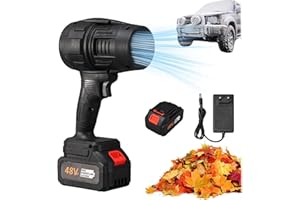 SOUMIEY Saker Portable Dust Cleaner Cordless Leaf Blower Handheld Jet Dry Blower Fan Cleaner 180000 RPM with 2 Batteries for Patio Cleaning, Blowing Leaves, Drying, Camping (1, Black)