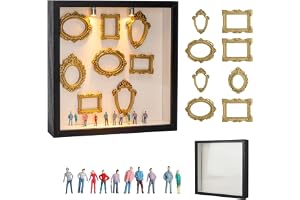 DIY mini museum silhuett box foto påminnelsedisplay set med 8 mini gyllene ram 10 mini människor figurer museum kreativ bildr