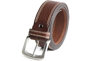 HD DHISPANIA Cinturón hombre cuero marrón y negro para hombre con hebilla cepillada para vestir y trabajar es un cinturon de 100% piel