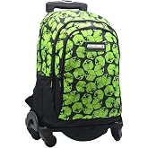 Minecraft School Backpack Cubes Double Compartment Adaptable + Trolley Black Toybags with Side Protection and Front Stop Anti