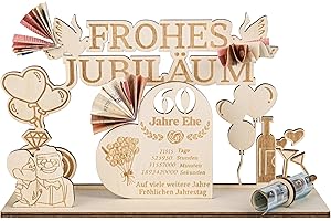 MINISONA Diamantene Hochzeit Geschenk,60.Hochzeitstag Geschenk,60 Hochzeitstag Deko,60 Jahrestag Geschenk, Geschenke zum 60.Hochzeitstag für Paare,Diamantene Hochzeit Deko
