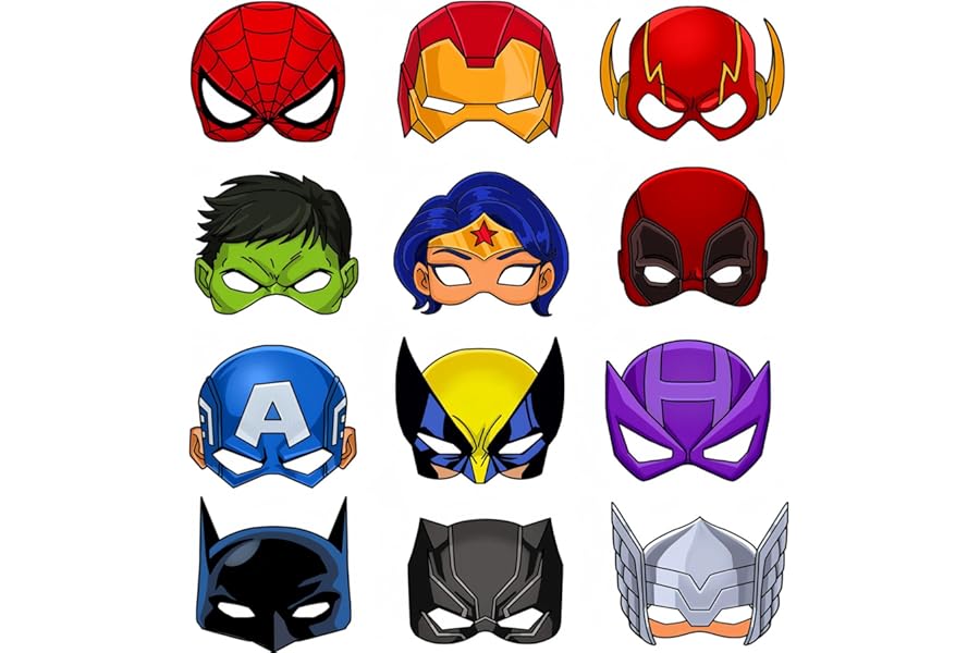 yayafunfun Kids Masks for Party Bag Fillers,12pcs Super Hero Party Masks Dress Up Cosplay Mask,Costumes Party Favors Children Spider Man Masks for Boys Girl Masquerade Birthday Party Supplies