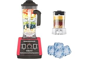 SOKANY 5000W Frullatore Elettrico, 9 Velocità + Funzione Pulsazioni, 2 e 1 frullatore multifunzione, 2,5L Frullati e Smoothie/Macinacaffe, Lame in Acciaio Inox, Senza BPA