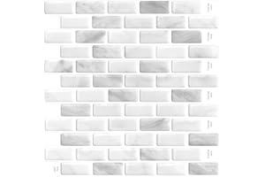 GRIPRO Peel and Stick Backsplash – Wall Tile for Kitchen Backsplash 12"x12" 3D Adhesive Backsplash Tile for Kitchen, Bathroom 3D Wall Panels (4 Sheets, Light Grey)