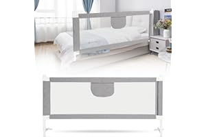 Jopassy Barrière de lit à sommier tapissier de 150 cm - Protection anti-chute - Pour enfants - Construction stable - Gris