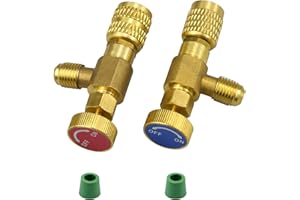Hyakoz 2 Pièces R22 R410 Soupape de Sécurité Liquide Adaptateur Réfrigérant Adaptateur de Valve pour Climatisation 1/4" SAE Mâle vers 1/4" SAE Femelle Air Conditionné Valve