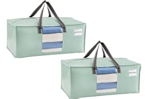 VENO 2 Pack Moving Bags Extra Large Storage Bags for College Move-In, Heavy-Duty Storage Totes, Packing Boxes, and Wardrobe Moving Supplies - Durable Laundry Bags for Clothes (Light Green, 2 Pack)